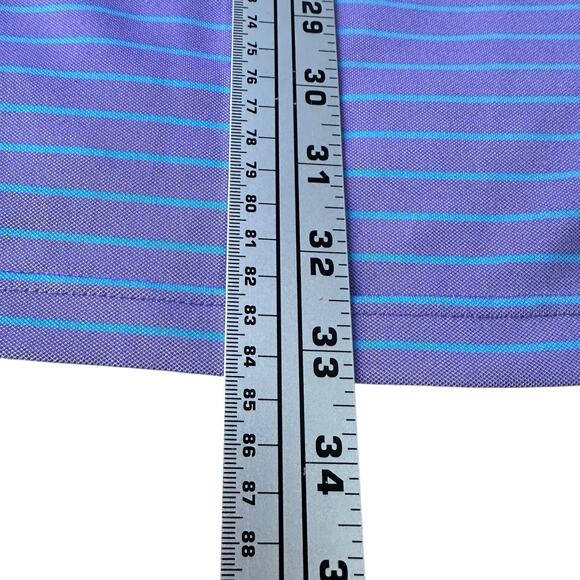 Johnnie-O Polo Shirt Men’s Medium Purple Blue Striped Stretch Performance Golf - Picture 11 of 11